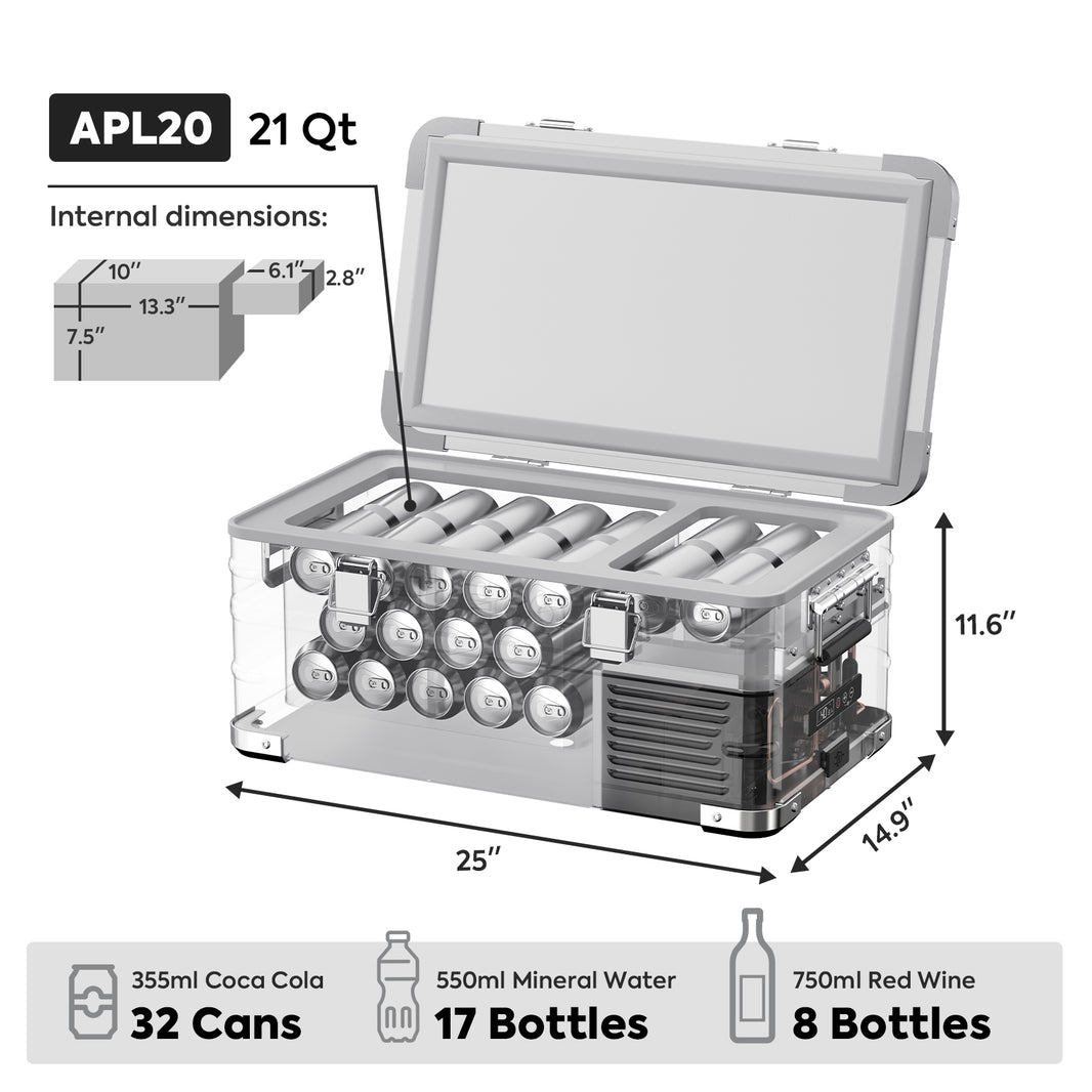 APL20 Light Duty Aluminum Freezer Single Zone | ICECO 20L Portable Freezer | Camping & Travel