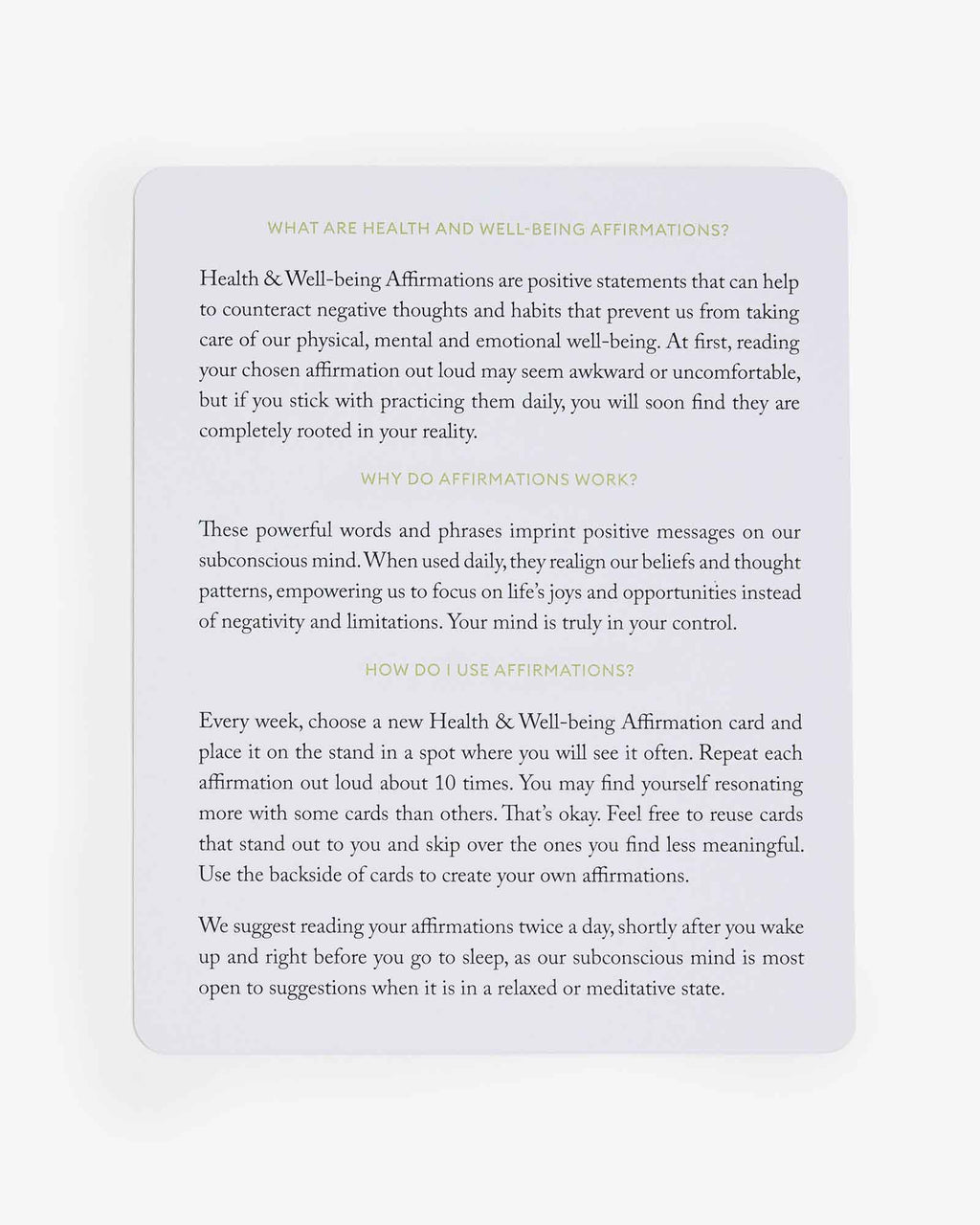 Mindful Affirmations for Health & Wellbeing | Affirmation Card Deck | Wellness & Self-Care