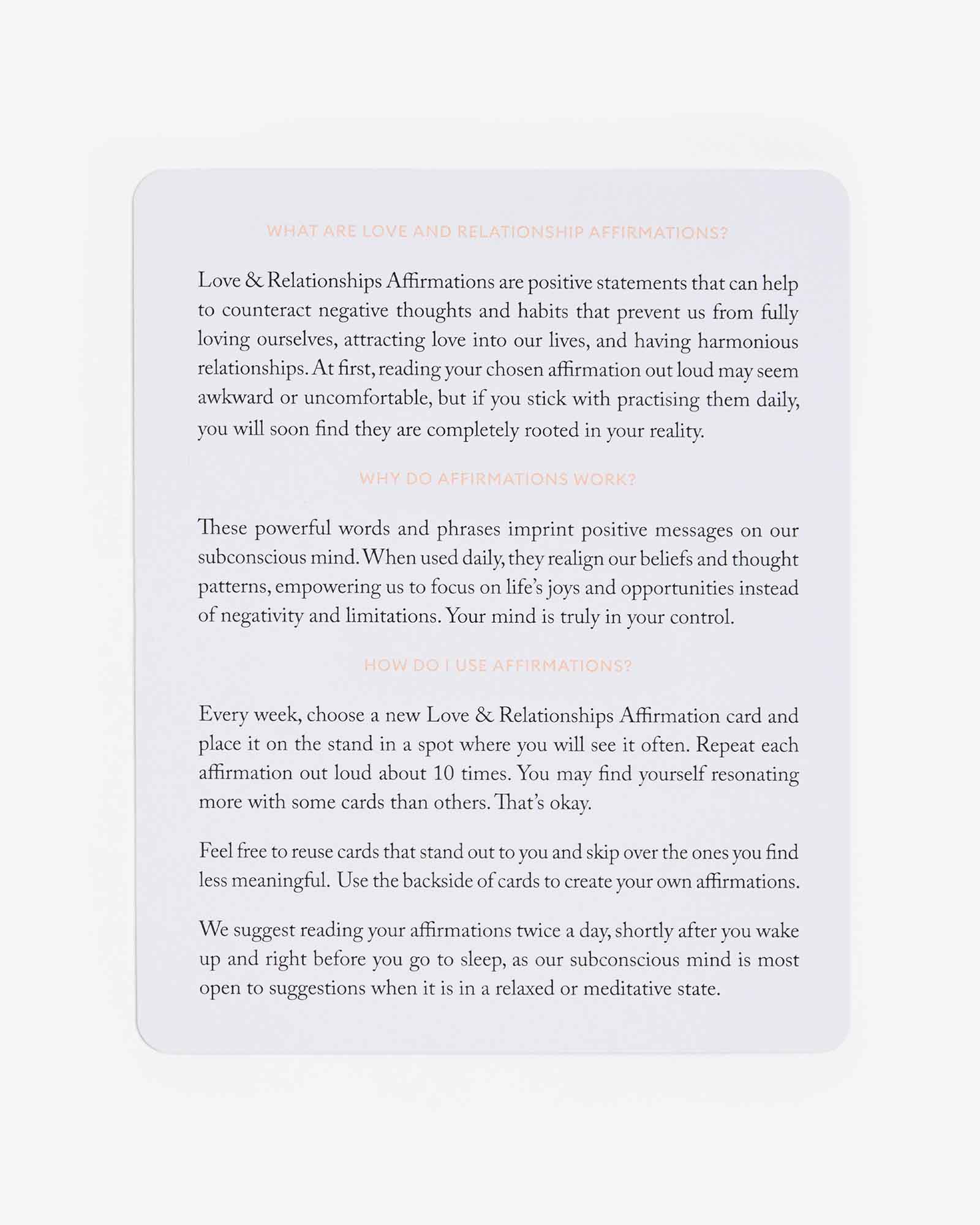 Mindful Affirmations for Love & Relationships | Affirmation Card Deck | Connection & Self-Love