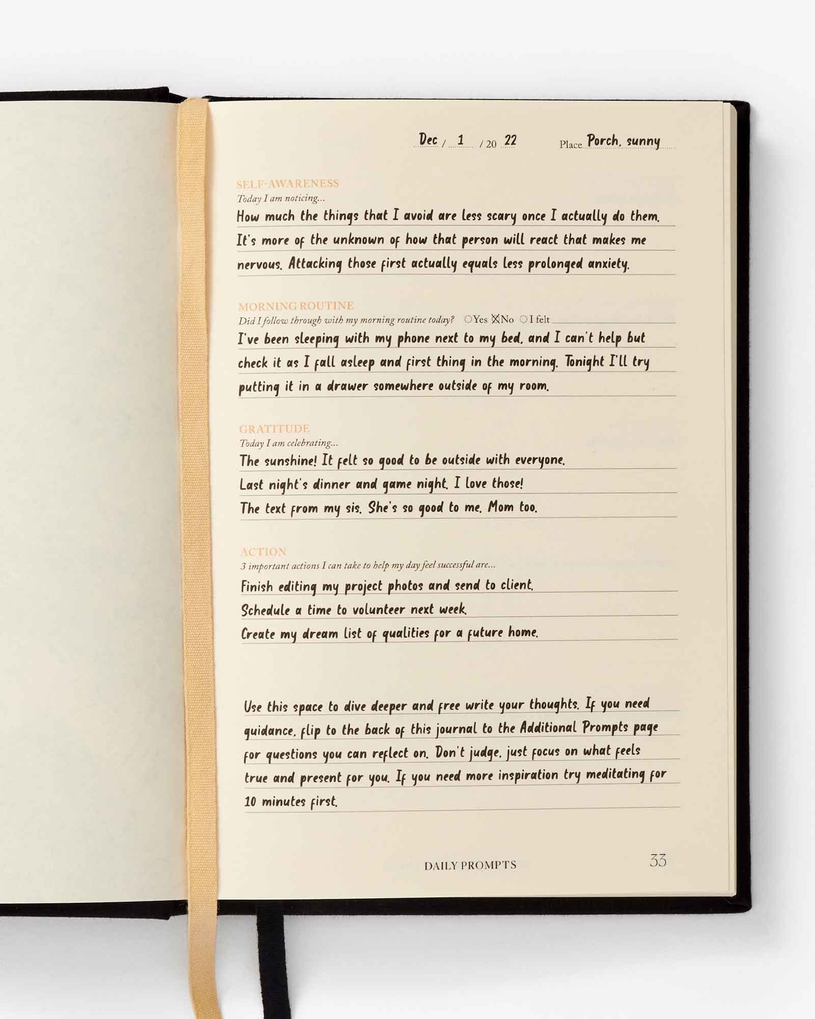 Notes to Mindfulness Journal – Stone Black | Guided Mindfulness Journal | Daily Reflection