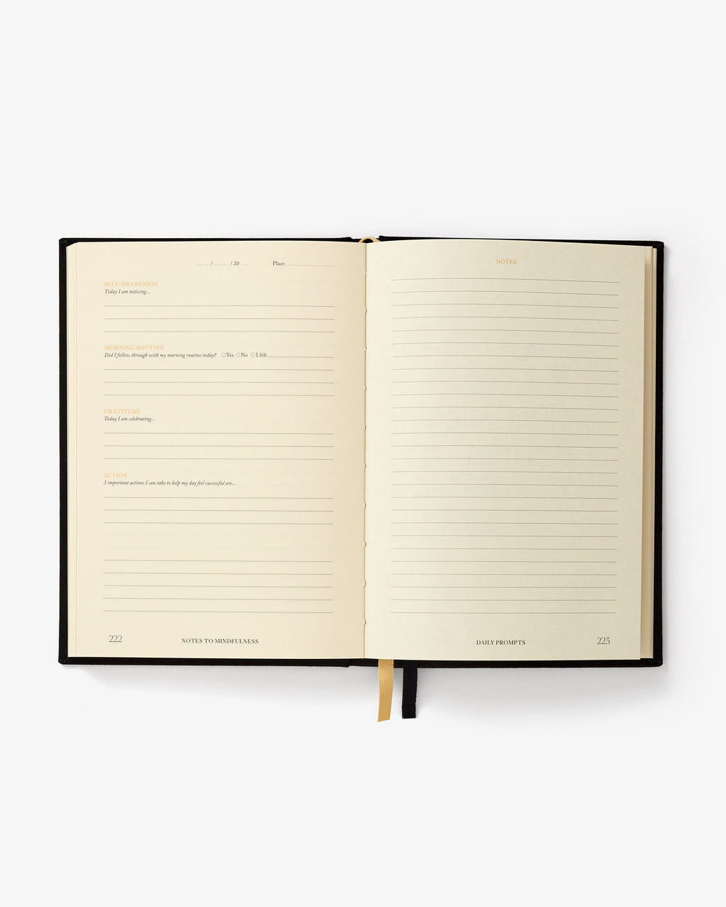 Notes to Mindfulness Journal – Stone Black | Guided Mindfulness Journal | Daily Reflection