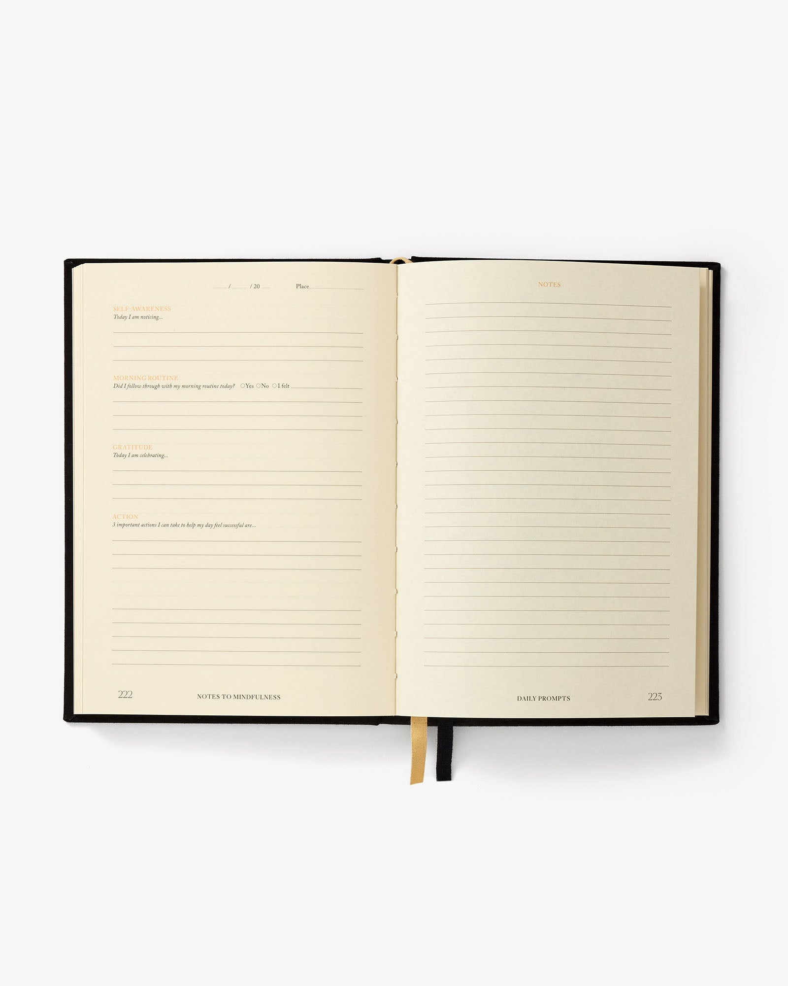 Notes to Mindfulness Journal – Stone Black | Guided Mindfulness Journal | Daily Reflection
