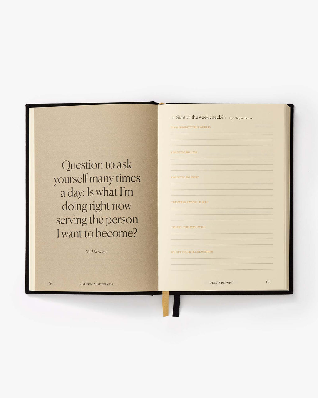 Notes to Mindfulness Journal – Stone Black | Guided Mindfulness Journal | Daily Reflection