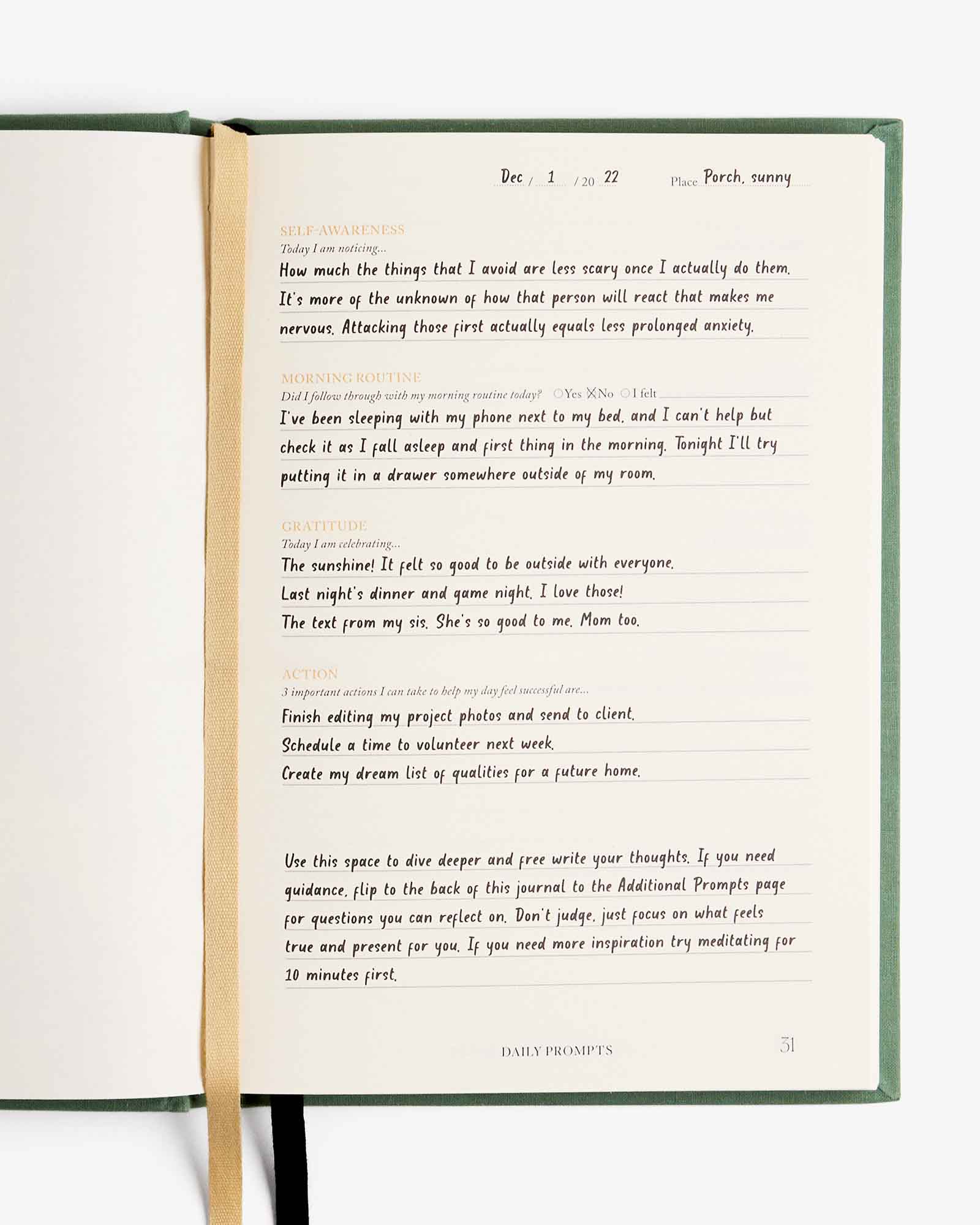 Notes to Mindfulness Journal – Sage | Guided Mindfulness Journal | Daily Reflection
