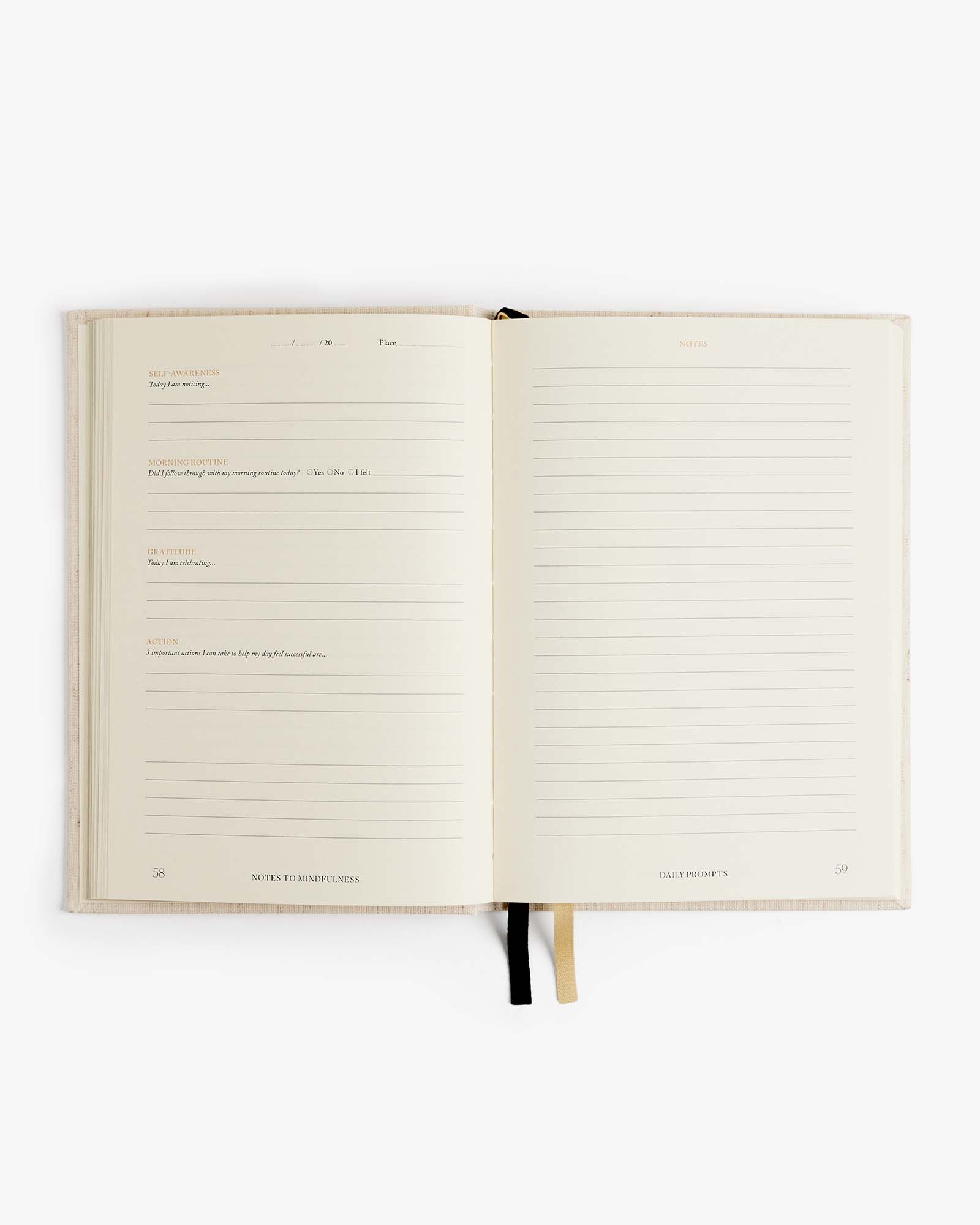 Notes to Mindfulness Journal – Linen | Guided Mindfulness Journal | Daily Reflection