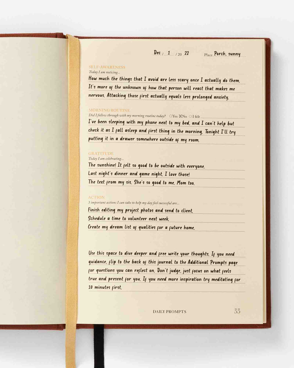 Notes to Mindfulness Journal – Sunset Orange | Guided Mindfulness Journal | Daily Reflection
