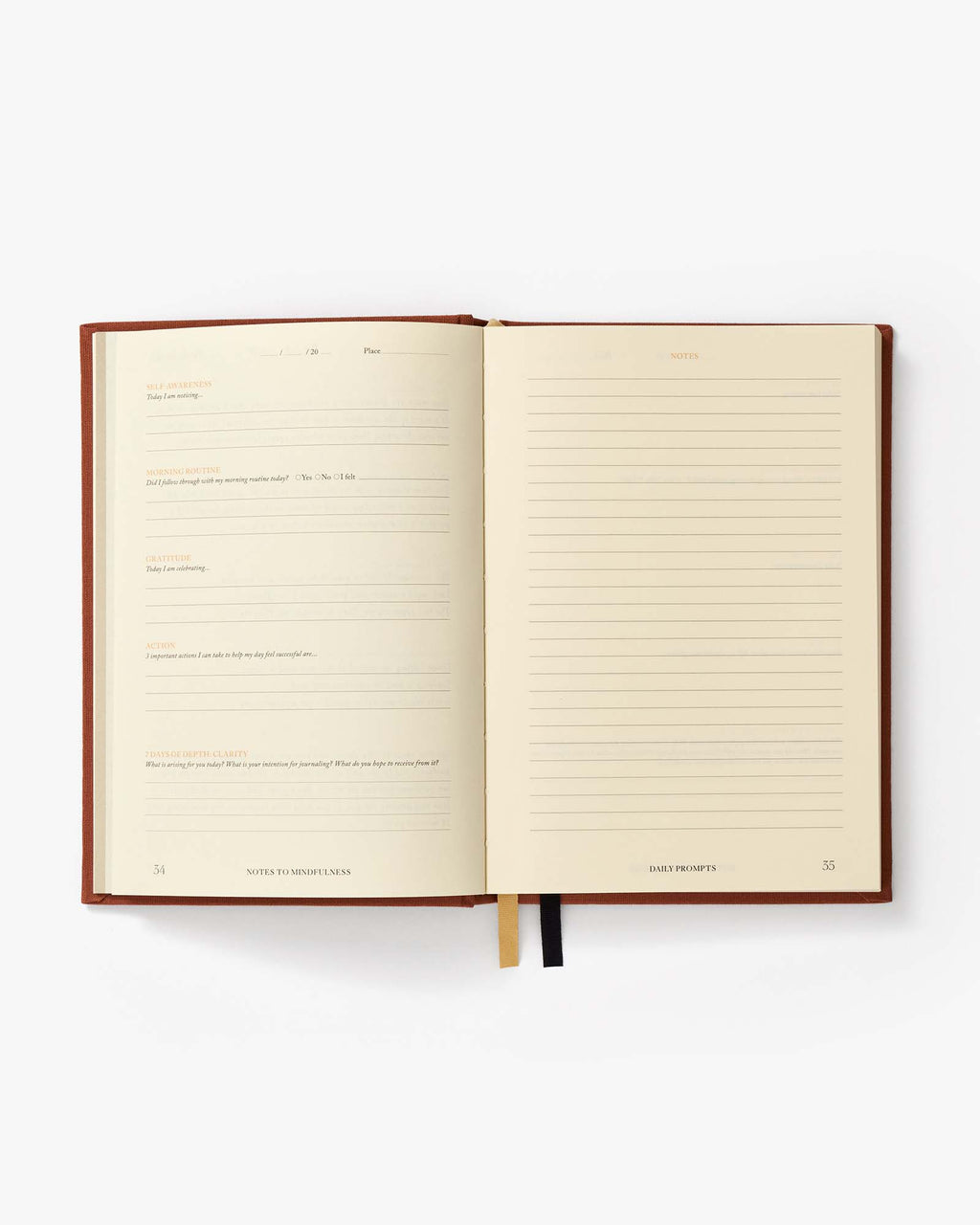 Notes to Mindfulness Journal – Sunset Orange | Guided Mindfulness Journal | Daily Reflection