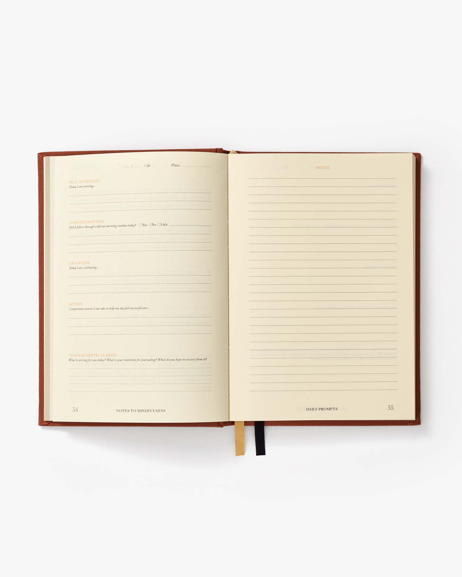 Notes to Mindfulness Journal – Sunset Orange | Guided Mindfulness Journal | Daily Reflection