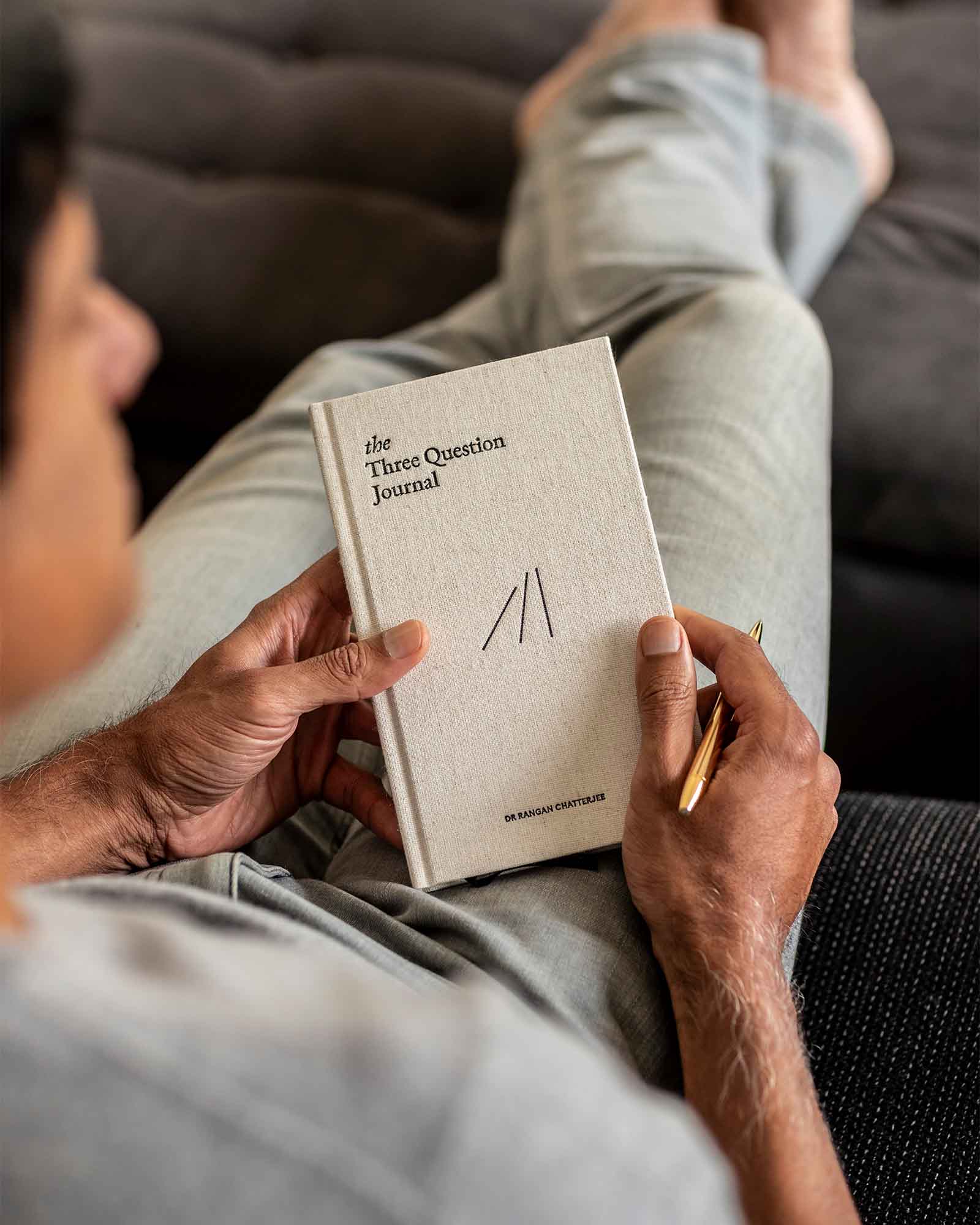 The Three Question Journal – Linen | Daily Guided Journal | Mindfulness & Self-Reflection
