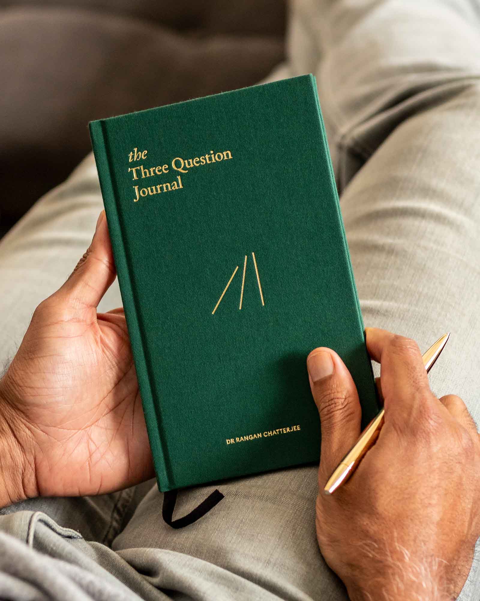 The Three Question Journal – Green | Daily Guided Journal | Mindfulness & Self-Reflection
