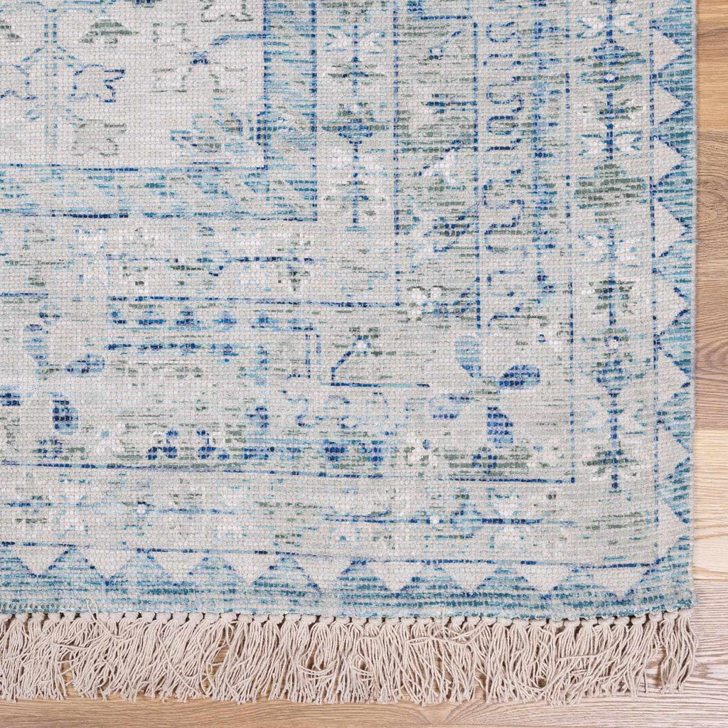 Byers Handmade Cotton-Blend Aqua Rug | Handwoven Area Rug | Boho Home Decor
