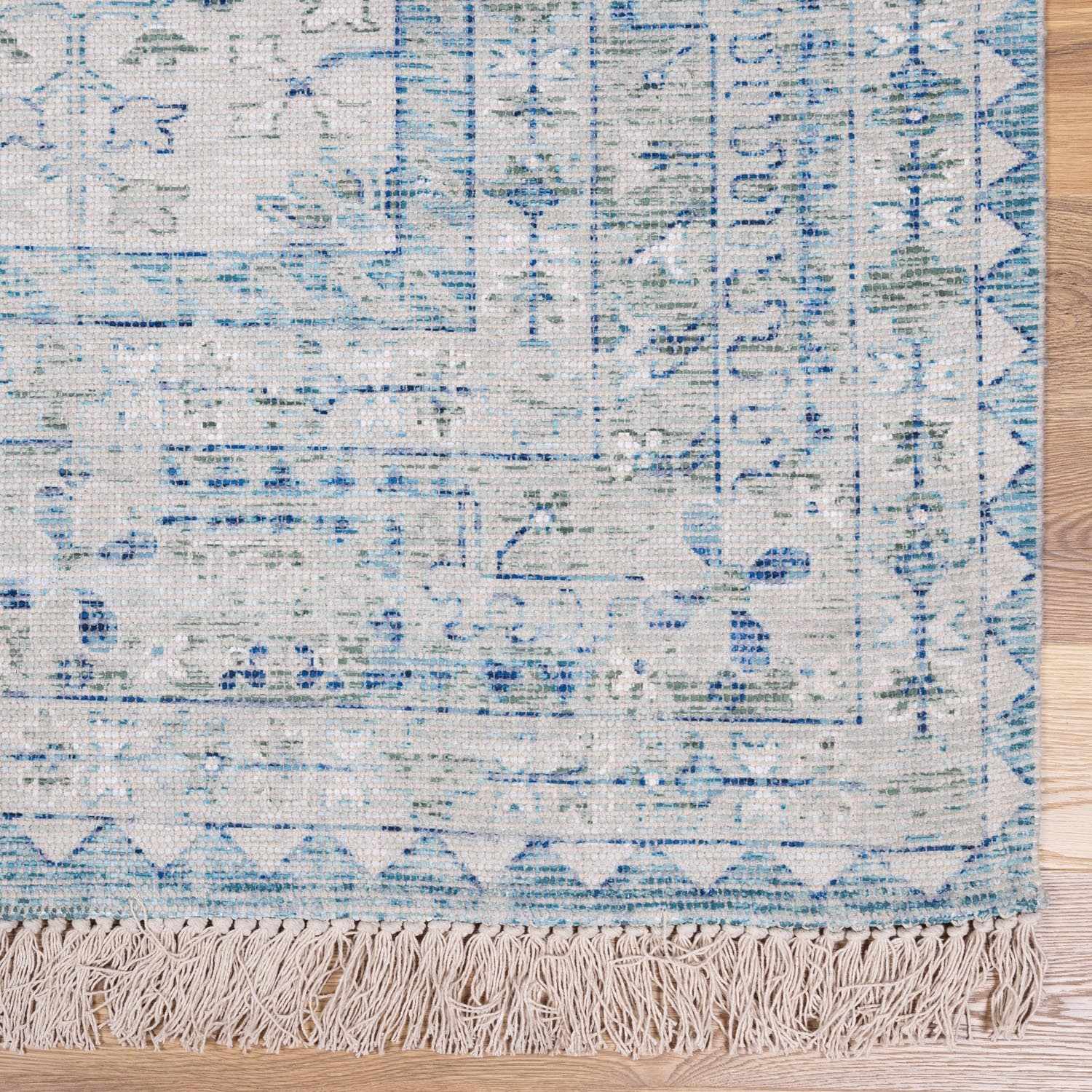 Byers Handmade Cotton-Blend Aqua Rug | Handwoven Area Rug | Boho Home Decor