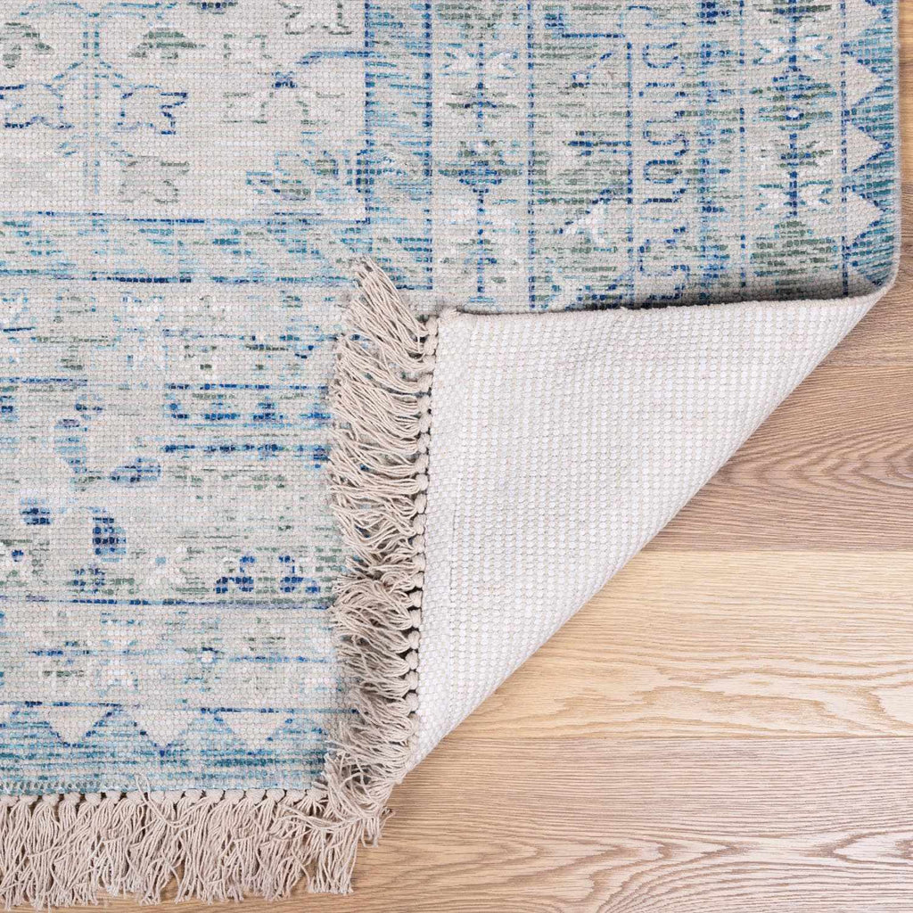 Byers Handmade Cotton-Blend Aqua Rug | Handwoven Area Rug | Boho Home Decor