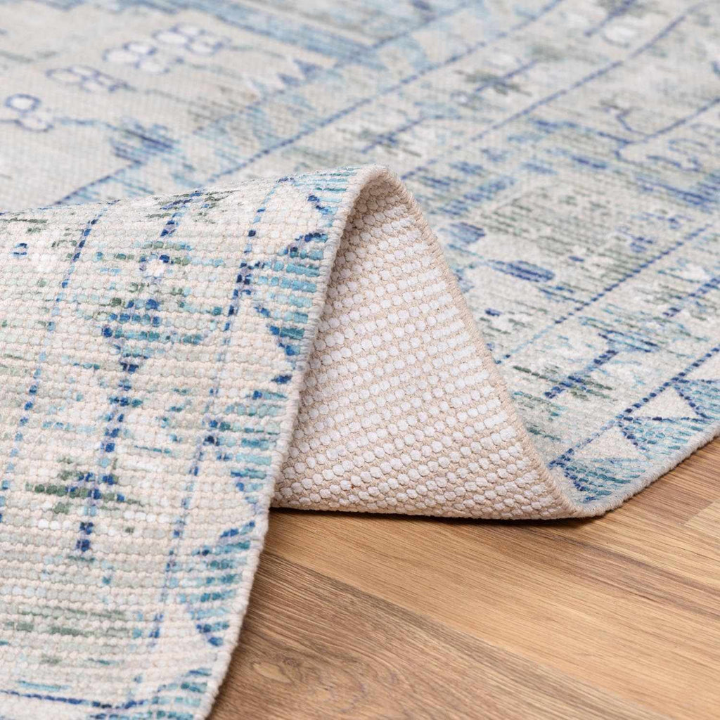 Byers Handmade Cotton-Blend Aqua Rug | Handwoven Area Rug | Boho Home Decor