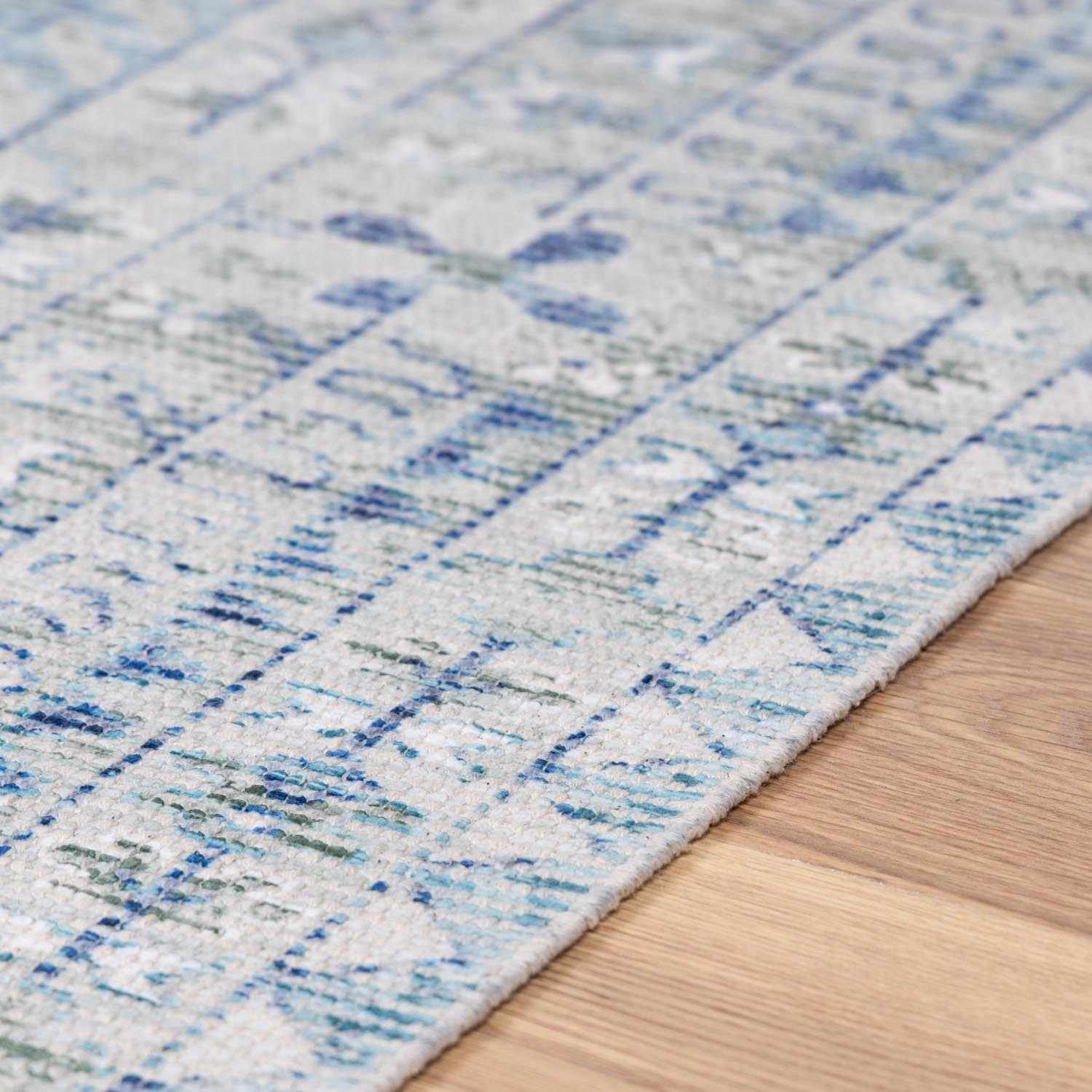 Byers Handmade Cotton-Blend Aqua Rug | Handwoven Area Rug | Boho Home Decor