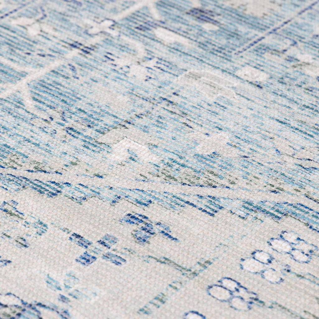 Byers Handmade Cotton-Blend Aqua Rug | Handwoven Area Rug | Boho Home Decor
