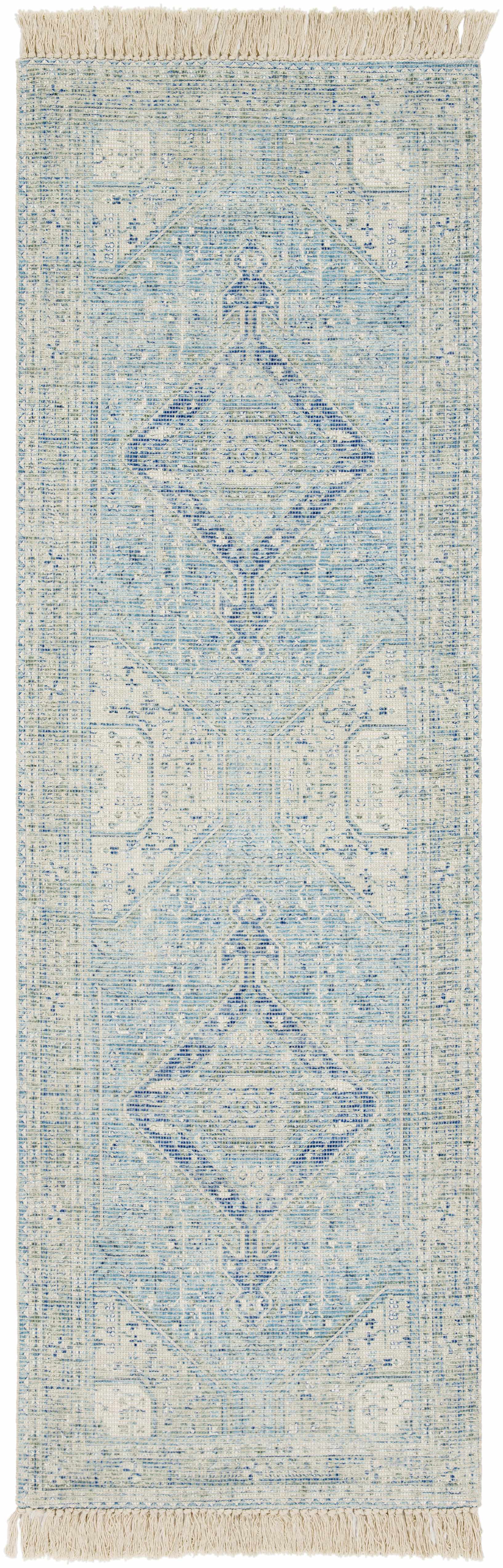 Byers Handmade Cotton-Blend Aqua Rug | Handwoven Area Rug | Boho Home Decor